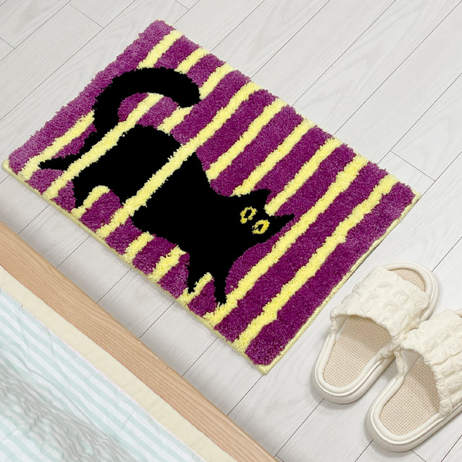 고양이 논슬립 발매트 주방 욕실 현관 아이방 러그, 까망냥