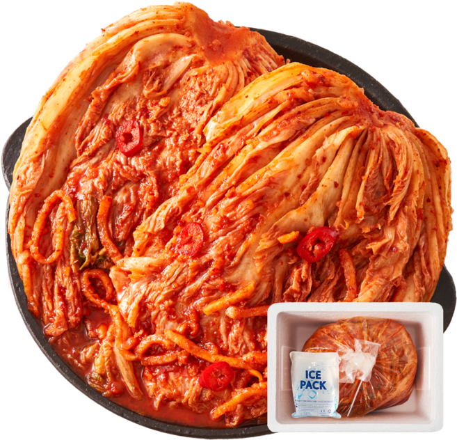완찬 시원한 배추김치 아이스박스 포장, 2kg, 1개, 포기김치