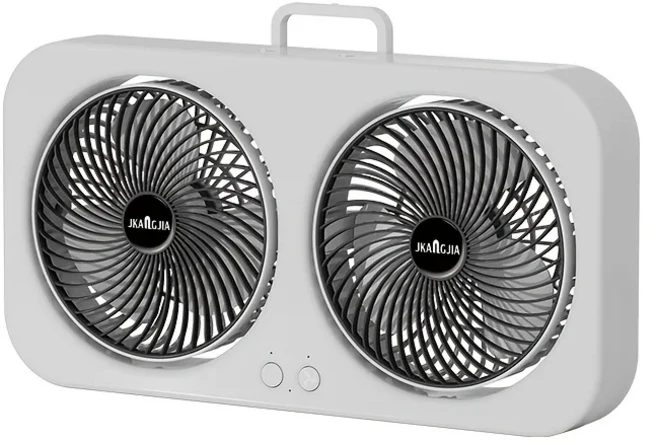 듀얼 헤드 USB 팬 360도 회전 블레이드 벽걸이 OR 독립형 디자인 충전식 (사무실 침실 야외 캠핑용), 01 hei