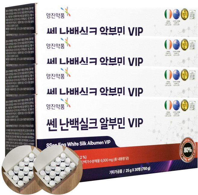 쎈 난백실크 알부민 VIP 영진약품 실크알부민 난백분말 유단백가수분해물 함유, 4세트, 30회분