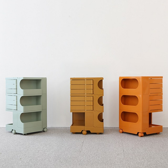 마켓비 빙그리 회전서랍 트롤리 3.3단, 그린