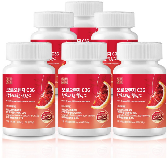 모로오렌지 C3G 락토페린 밸런스 맑은습관, 6개, 60정