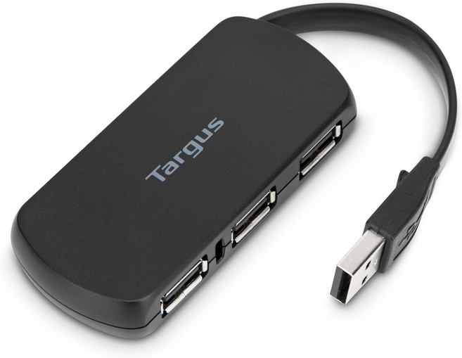 Targus 4포트 USB 2.0 허브 검은색 - PC 및 Mac과 호환 세련되고 여행 친화적인ACH114US