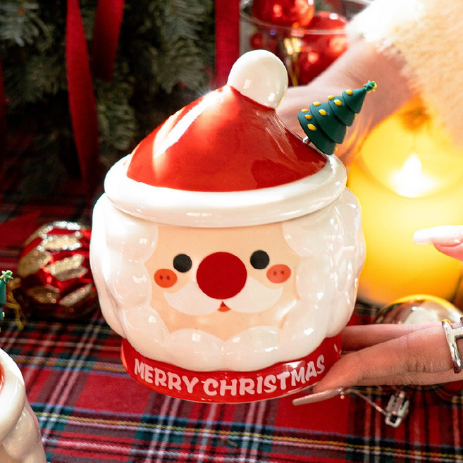 헤이루미 동그리 산타클로스 세라믹 머그컵, 1개, 똘망 산타