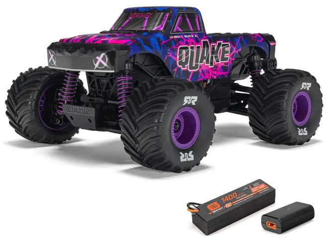 ARRMA 1:16 리틀 데빌 스네이크 원격 제어 전동 4륜 브러시드 2S 몬스터 트럭 RC 오프로드 차량 GROM QUAKE, 03 QUAKE -Purple -RTR