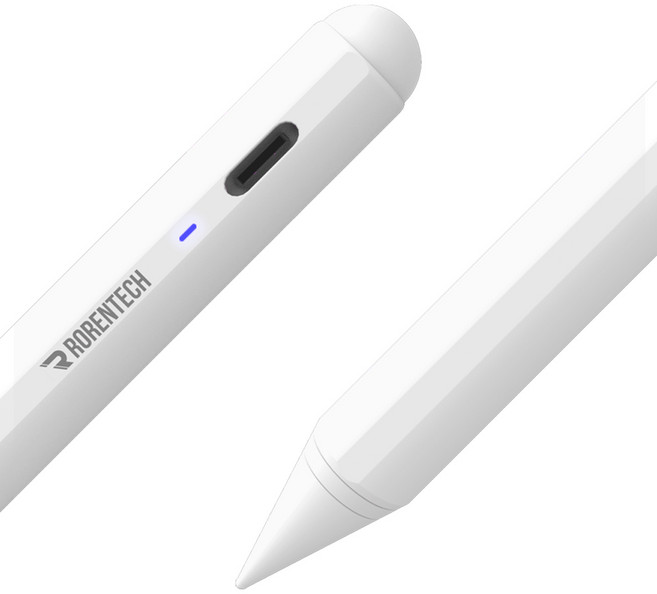 로랜텍 아이패드 호환 스타일러스 스마트 터치펜 RRT-412, 화이트, 1개