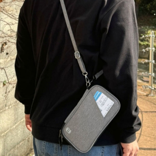 [더글로우]안심여행 RFID 차단 해킹방지 여권 케이스 클러치 크로스백 겸용