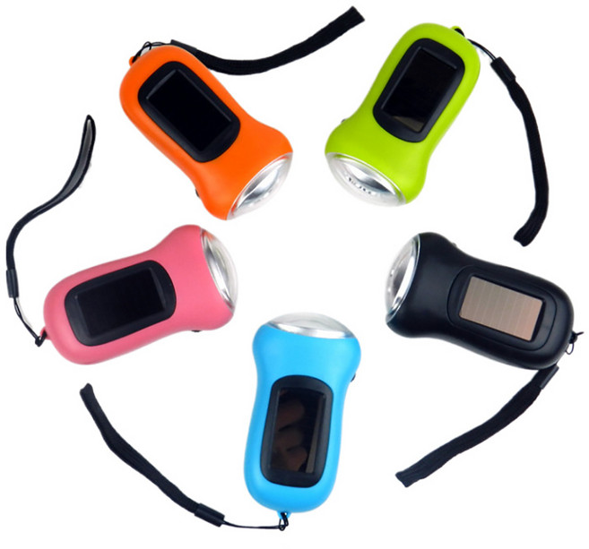 도매짱 태양열 충전 후레쉬 자가발전 손전등 미니 랜턴, C.옐로우, 1개