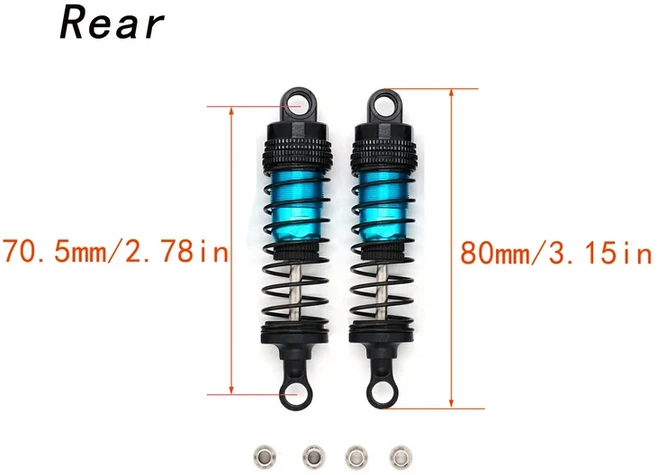 YSIDO 1쌍 메탈 쇼크 업소버 74mm 전후방 오일 댐퍼 1:12 Wltoys 144010 MJX 하이퍼 고 RC 크롤러 자동차용, 04 1Pair SBL Rear