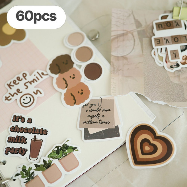 디어플레이스 생활방수 리무버블 캐리어 노트북 스티커, 1세트, 04_테디베어쿠키_60pcs