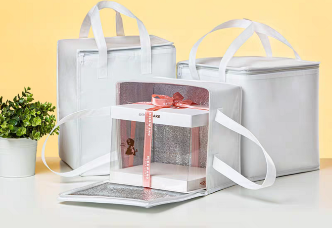 지퍼 보온보냉 가방 케이크 보냉백 디저트가방, 화이트, 1개