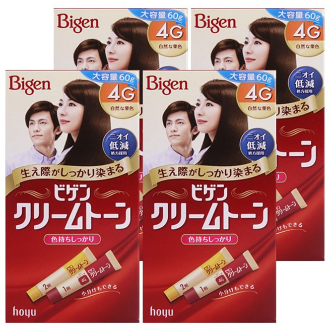 비겐크림톤 염색약 대용량 60gX4박스/크림염색약/, 01. 자연 밤색4G, 4개