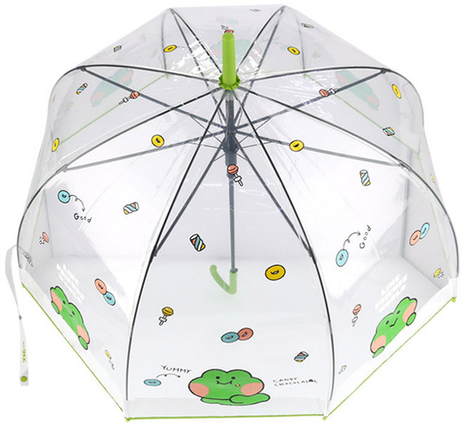 라인프렌즈 미니니레니니 디저트 돔형 65 우산 POE 개구리 패턴 장우산 장마대비 주니어 캐릭터우산