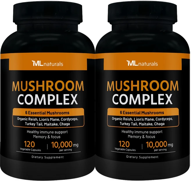 [미국빠른직구] 신제품 마이라이프 내추럴스 버섯 컴플렉스 10 000 mg (동충하초 영지버섯 노루궁뎅이버섯 구름버섯 차가버섯 잎새버섯), 2병, 120정 - 쿠팡