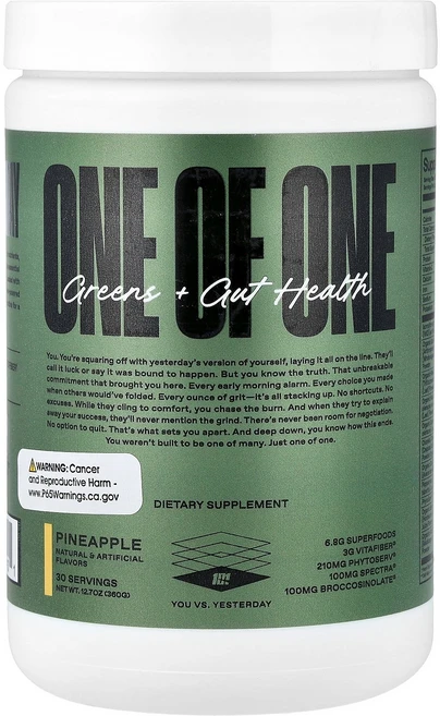 ONE OF ONE 녹색 채소 + 장 건강 파인애플 360g(12.7oz) (원 오브 원), ONE OF ONE, 녹색 채소 + 장 건강, 파인애플, 360g, 1개 - 쿠팡
