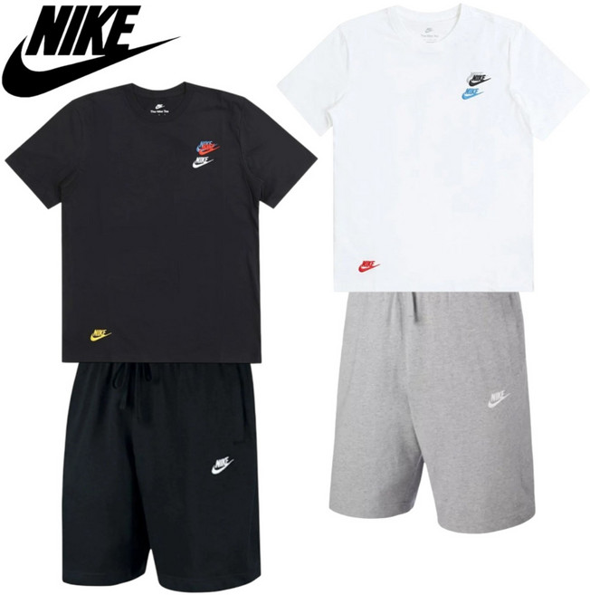 [매장발송] 나이키 남여공용 반팔 + 반바지 세트 트레이닝복 운동복 티셔츠 헬스 러닝 축구 족구