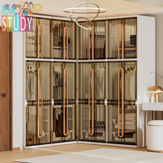 浮光簡奢櫃 1.4米掛衣櫃, 折疊卷簾櫃2隻裝1掛1隔板