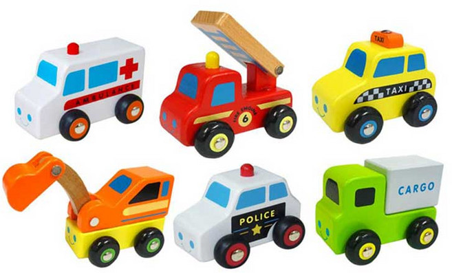VIGA 비가 미니 원목 자동차 6종 세트 (36개월 이상)