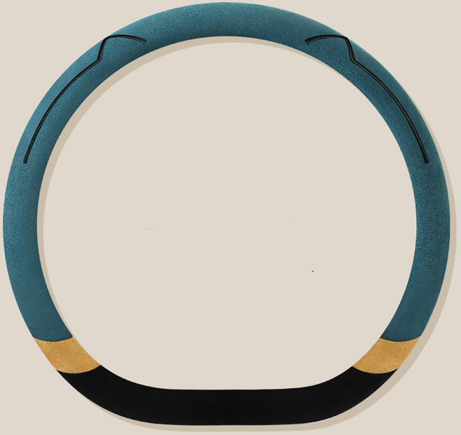 미란다 스웨이드 가죽 핸들커버 D컷, 틸 그린 + 옐로우 + 블랙