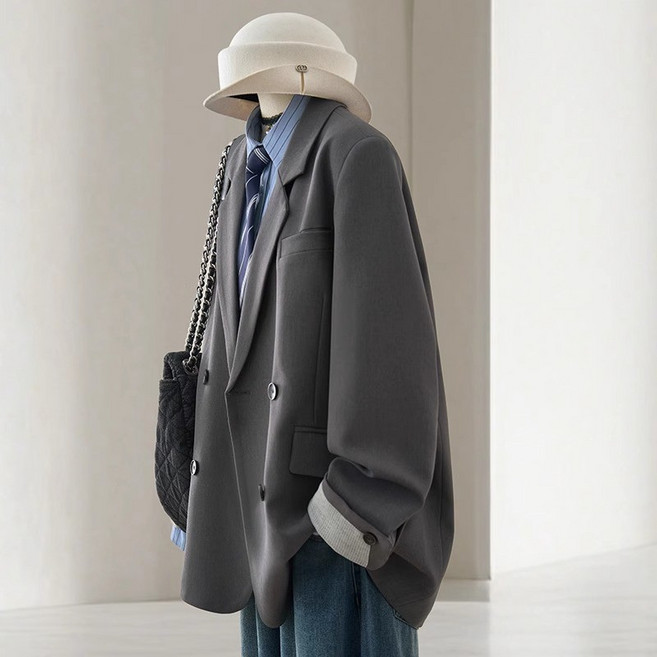 灰色西裝外套女 秋季休閒氣質設計感小眾西服