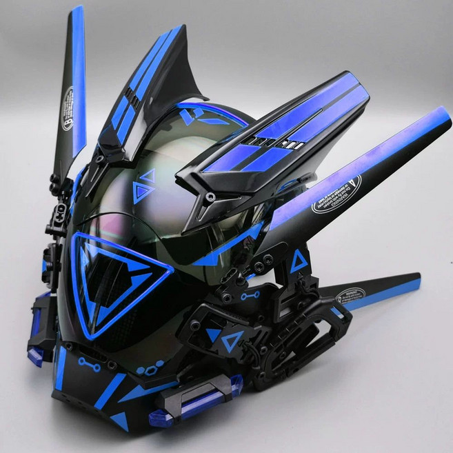 마스크 사이버 코스프레 코스튬 공상 공연 축제 LED 로봇, 1개, 고급 블루 삼각형 사이드 펜던트