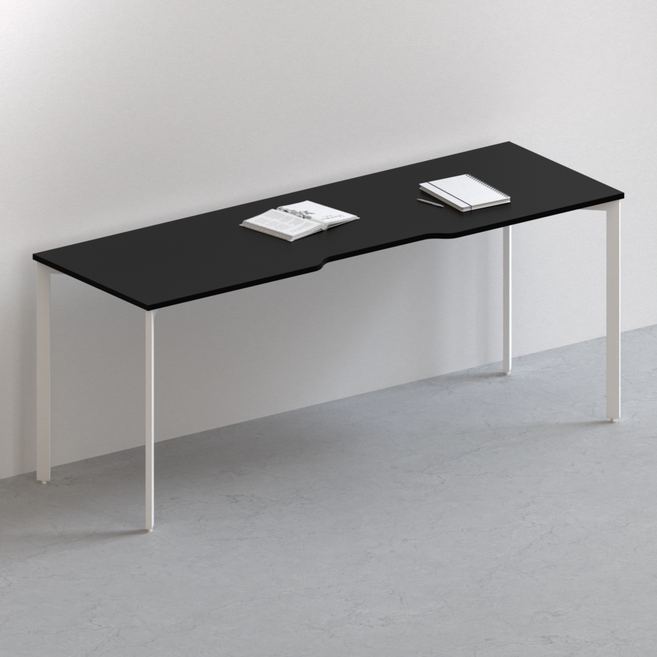 다가구 페르마타 멀티탭 타입 1800 x 800 컴퓨터책상, 블랙+블랙(상판):아이보리(프레임)