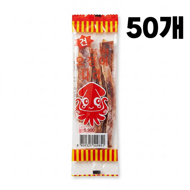 진양 건오징어 다리 장족 삼성 건어물 술안주 개별포장오징어, 50개, 3g