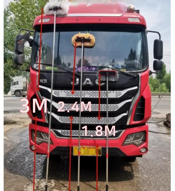 3m 길이조절 대형 트럭 세차 물걸레 밀대 버스 화물차 탑차 대걸레 창문 걸레 청소 세차용품, 1개