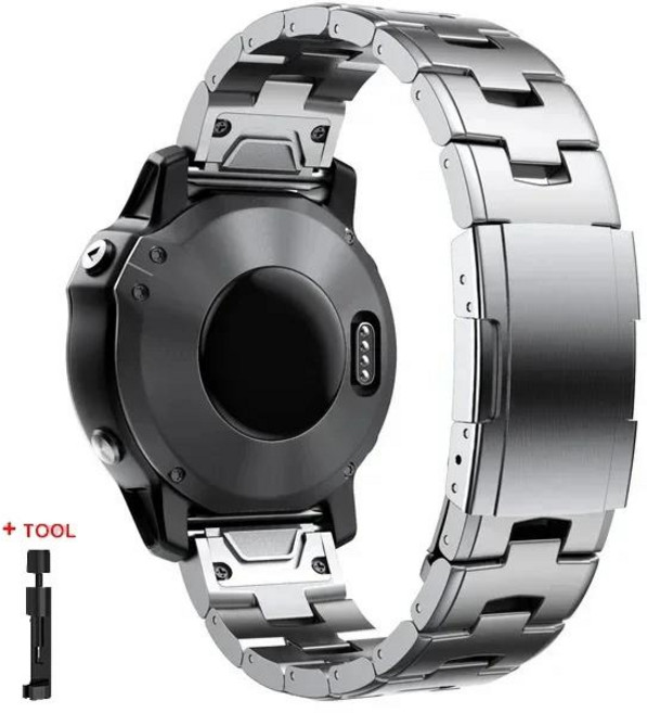 Garmin Fenix ​​6/6X/6XPro/7/7X/5/5X/5XPlus/3 용 26mm Quickfit 티타늄 스트랩 Forerunner 945 금속 릴리