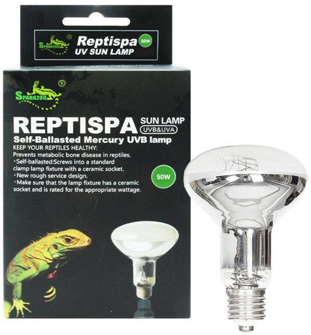 스파크주 UVB UVA 썬 램프 파충류 도마뱀 거북이 자외선 온열등 칼슘 일광욕, 1개, 50W