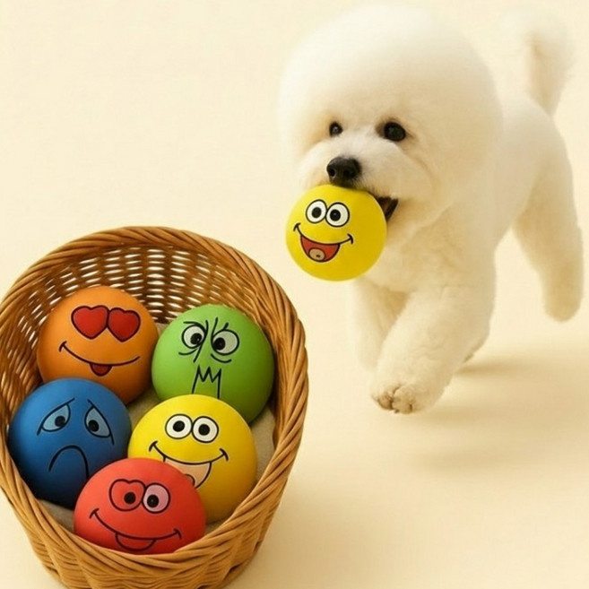 러버펫 강아지 삑삑이 공 라텍스 만득이 장난감 볼 5종, 1세트, 혼합색상