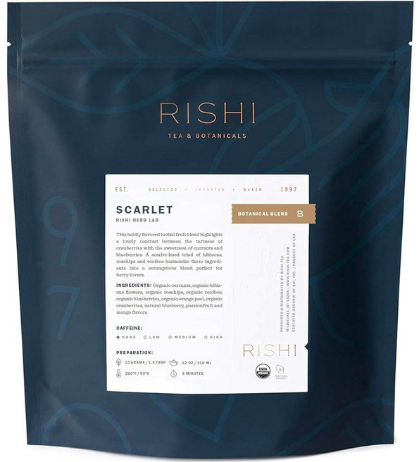 Rishi Tea 시나몬 플럼 허브 티 - 유기농 카페인 프리 루즈 리프 따뜻하고 자연스러운 스위트 - 473.2ml(16온스) 45회 이상 분량, 스칼렛, 473.2ml, 1개