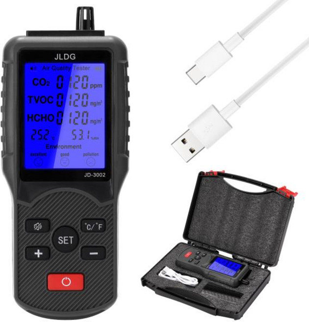 업그레이드 가정용 미세먼지 측정기 실내 공기질 체크 필수템 공기 품질 테스터 가스 분석기 센서 이산화탄소 온도 습도 측정 장치, Blue, 1개