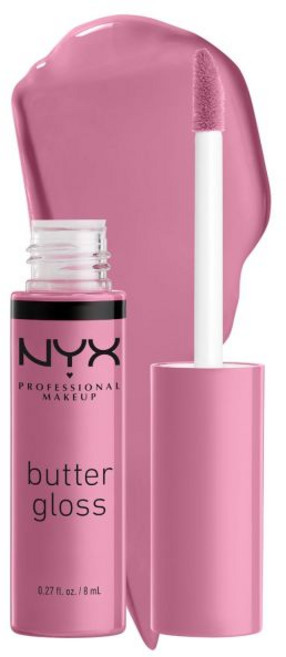 NYX 전문 메이크업 버터 글로스 비접착성 립글로스 - 슈가 글라스 클리어, 0.27 플 오즈 (1개 팩), 02 에클레어