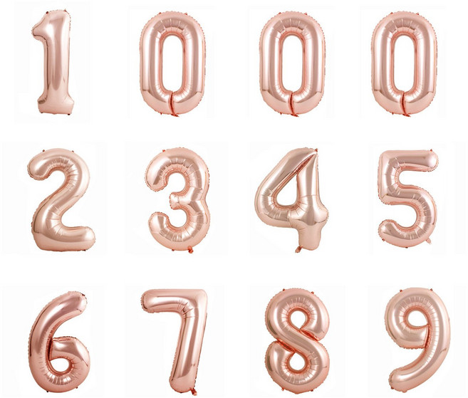 숫자풍선 16인치, 12p, 로즈골드
