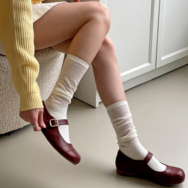 엠에스어패럴 2cm 라텍스 쿠션 둥근코 메리제인 플랫슈즈