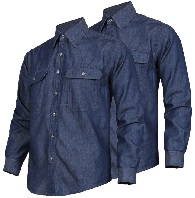 더빅히트 [1+1] 여름 청남방 캐쥬얼 데님셔츠 작업복 건설 현장 용접 빅사이즈