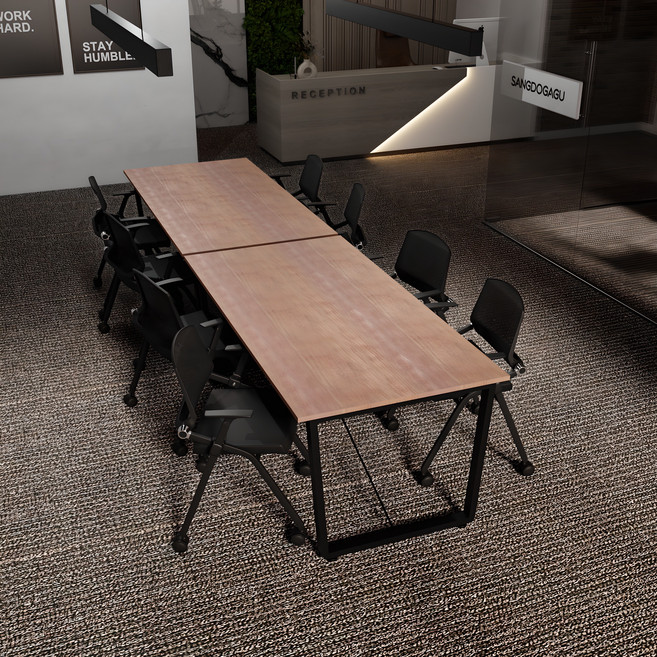 상도가구 스틸 회의 테이블 1800 사무용책상, 원목상판+블랙프레임