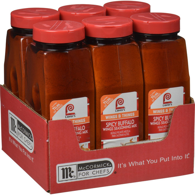 로리스 버팔로 윙 시즈닝 609.5g -- 케이스당 6개 Lawry's Spicy Buffalo Wings Seasoning Mix 21.5 oz (Pack of 6) - Si, 1개