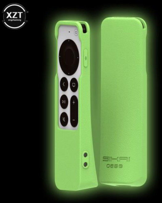 애플 TV Airtag 4K 2021 Siri 원격 2 세대 빛나는 보호 형광 케이스 가방에 대 한 실리콘 원격 제어 커버, 5) green, 1개