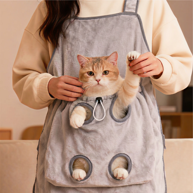 포클릿 고양이 그루밍 앞치마, 그레이, 1개