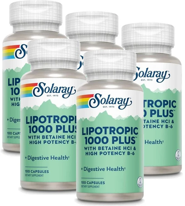 솔라레이 리포트로픽 1000 플러스 베타인 HCI 비타민B6 SOLARAY Lipotropic 1000 Plus, 5개, 100정 - 쿠팡