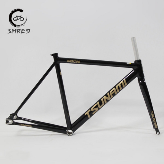 쓰나미 SNM100 프레임 세트 700C 알루미늄 고정 기어 프레임 및 포크 트랙 Fixie 자전거 49CM 52CM 55CM 58, 09 gloss black, 1개
