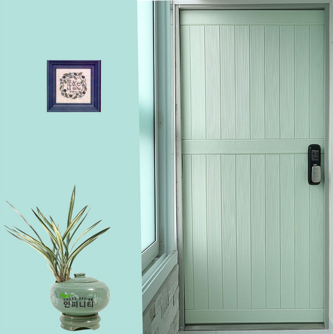 접착식 폼블럭벽지 단열 현관문시트지 방문 리폼 거실인테리어시트지 방수 아트월 아파트 국내산, 민트