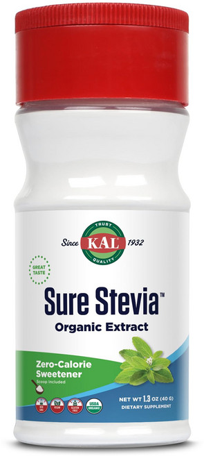 KAL 퓨어 스테비아 추출물 유기농 1.3온스 KAL Sure Stevia Extract Organic Stevia Powder Low Carb Zero Calorie S, 1.3온스(1팩)
