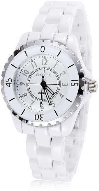Skone 화려한 우아한 아날로그 쿼츠 시계 방수 세라믹 정확한 손목