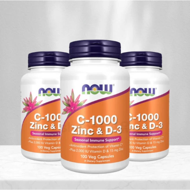 비타민 D3 콜레칼시페롤 라놀린 C 1000 아연 배자캡슐 100정 나우푸드 3통, 3개 - 쿠팡