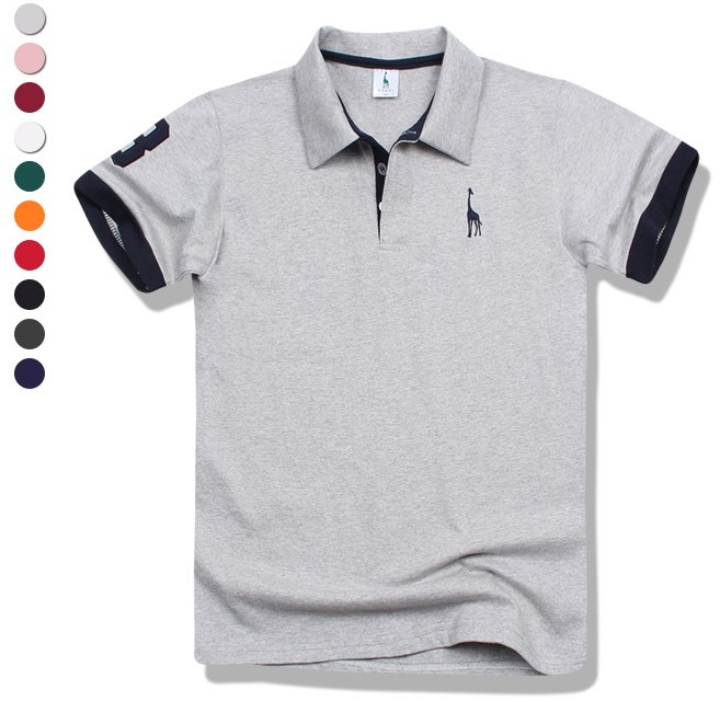 오마보이 남성용 기린 슬리브 배색 반팔 카라 티셔츠