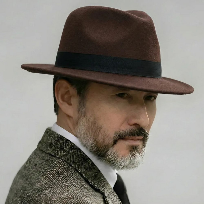 알레노브 페도라 고급 중년 남자 중절모