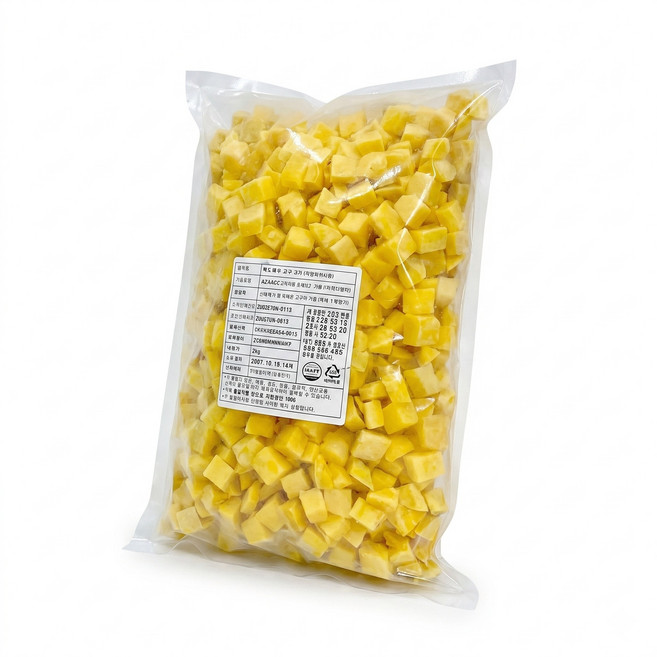 국내산 냉동 스팀 고구마 큐브 다이스 17mm 2kg 탈피 미탈피 식당용 업소용, 1개